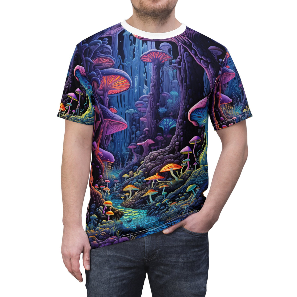 hippieartzone T-Shirt Constantine Vossenberg - Psychedelic Camouflage Tee - Blacklight Reactive Apparel