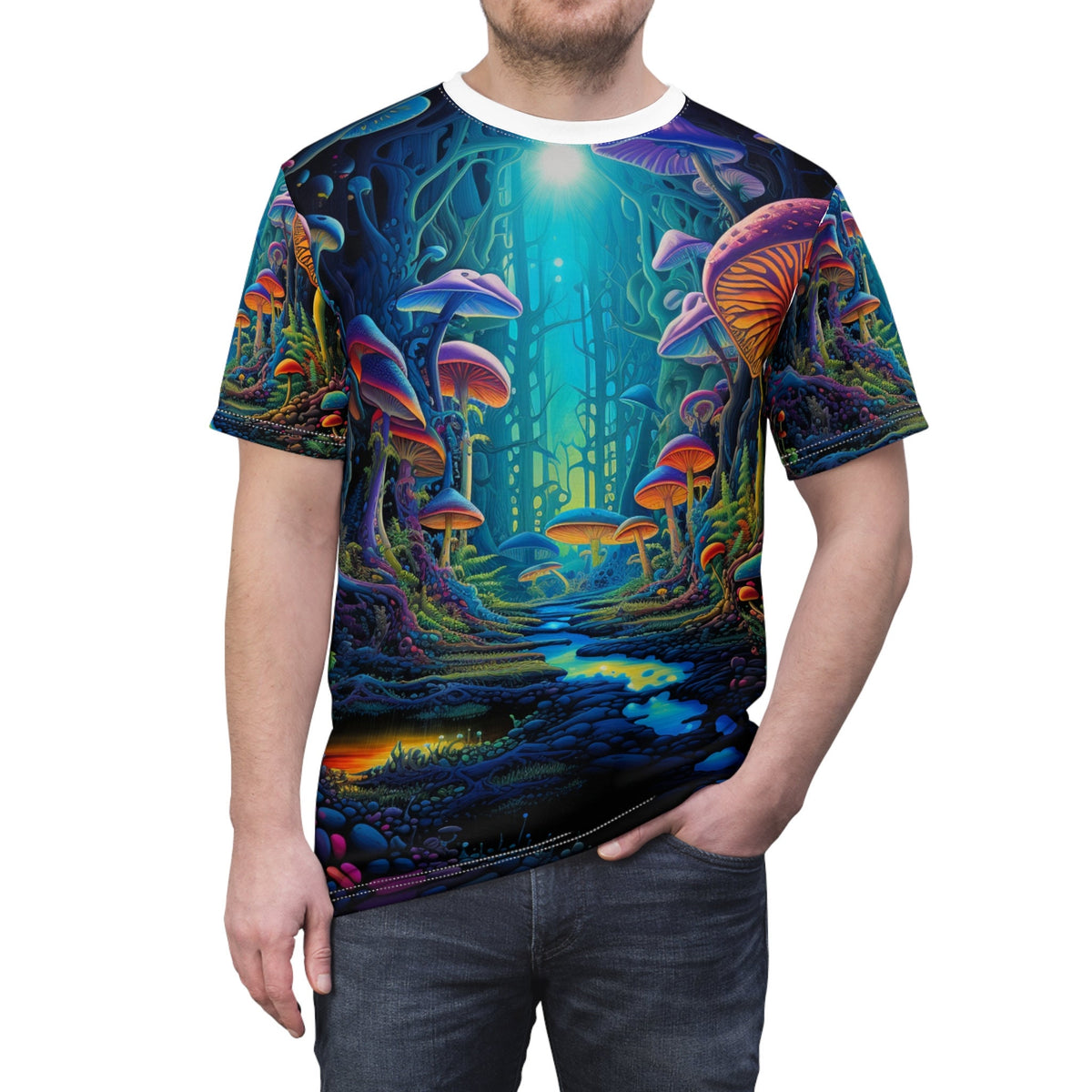 hippieartzone T-Shirt Isabella Sorrentino - Psychedelic Camouflage Tee - Blacklight Reactive Apparel