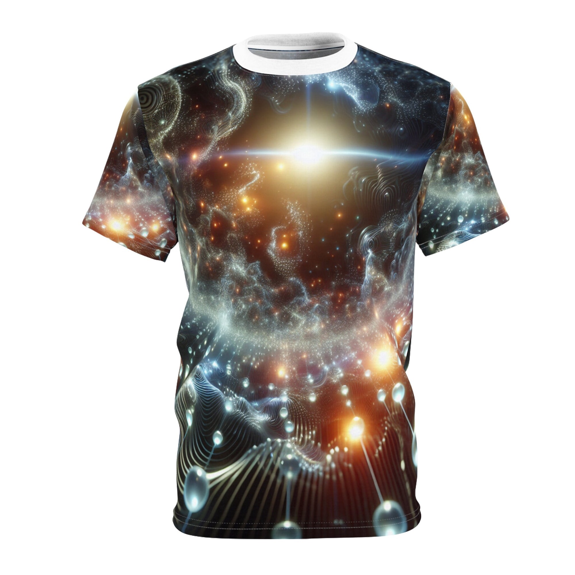 hippieartzone - BioGlow Symmetry: Cyberpunk Bioluminescent Orb T-shirt - Ethereal Universe Design - High-Resolution Photorealistic