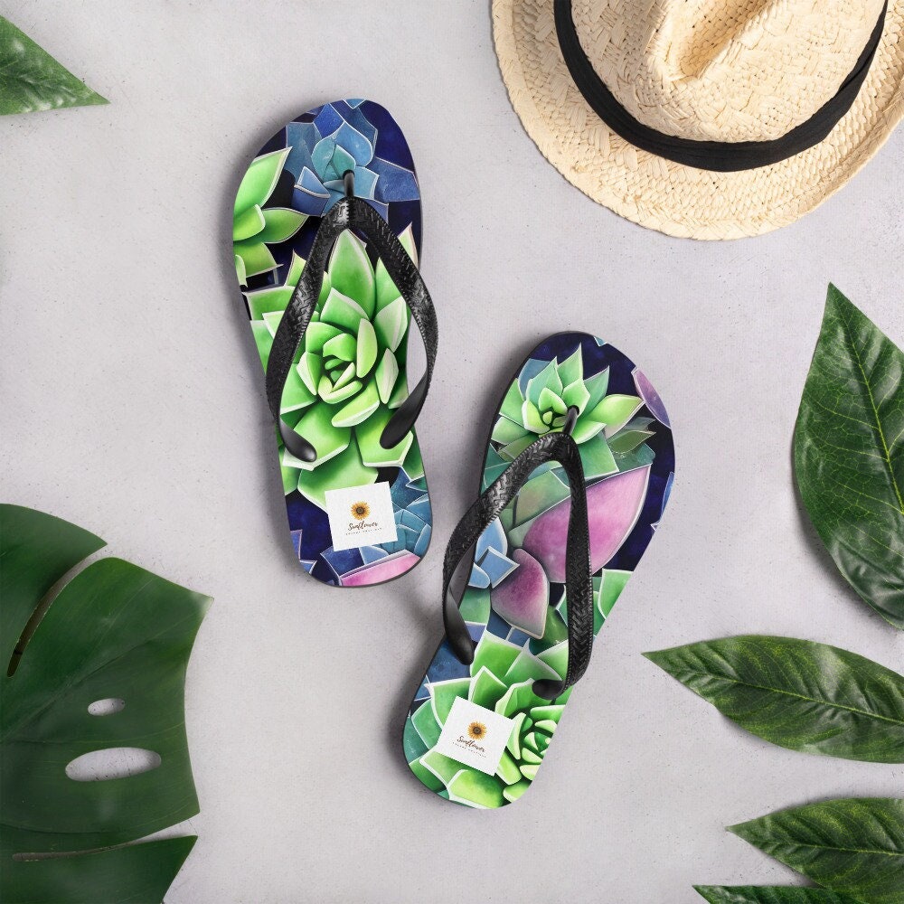 hippieartzone - Succulents Flip Flops