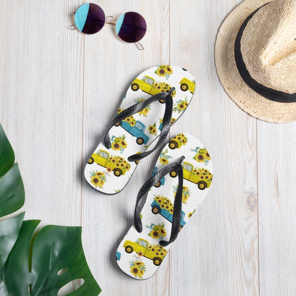 hippieartzone - Sunflower Pick-up Truck Flip-Flops