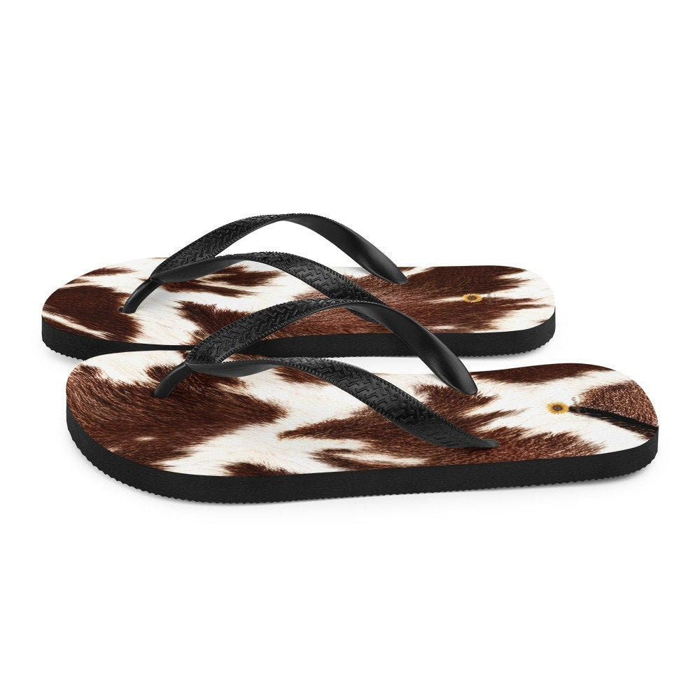 hippieartzone - Cowhide Print Flip-Flops