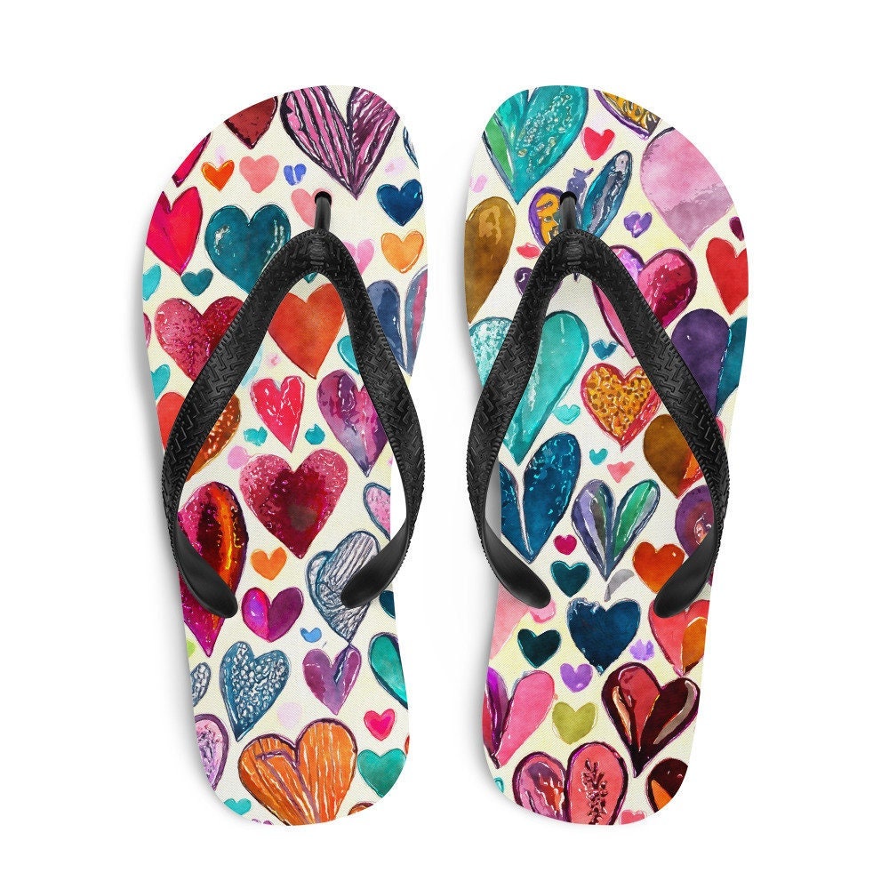 hippieartzone - Hearts Flip-Flops