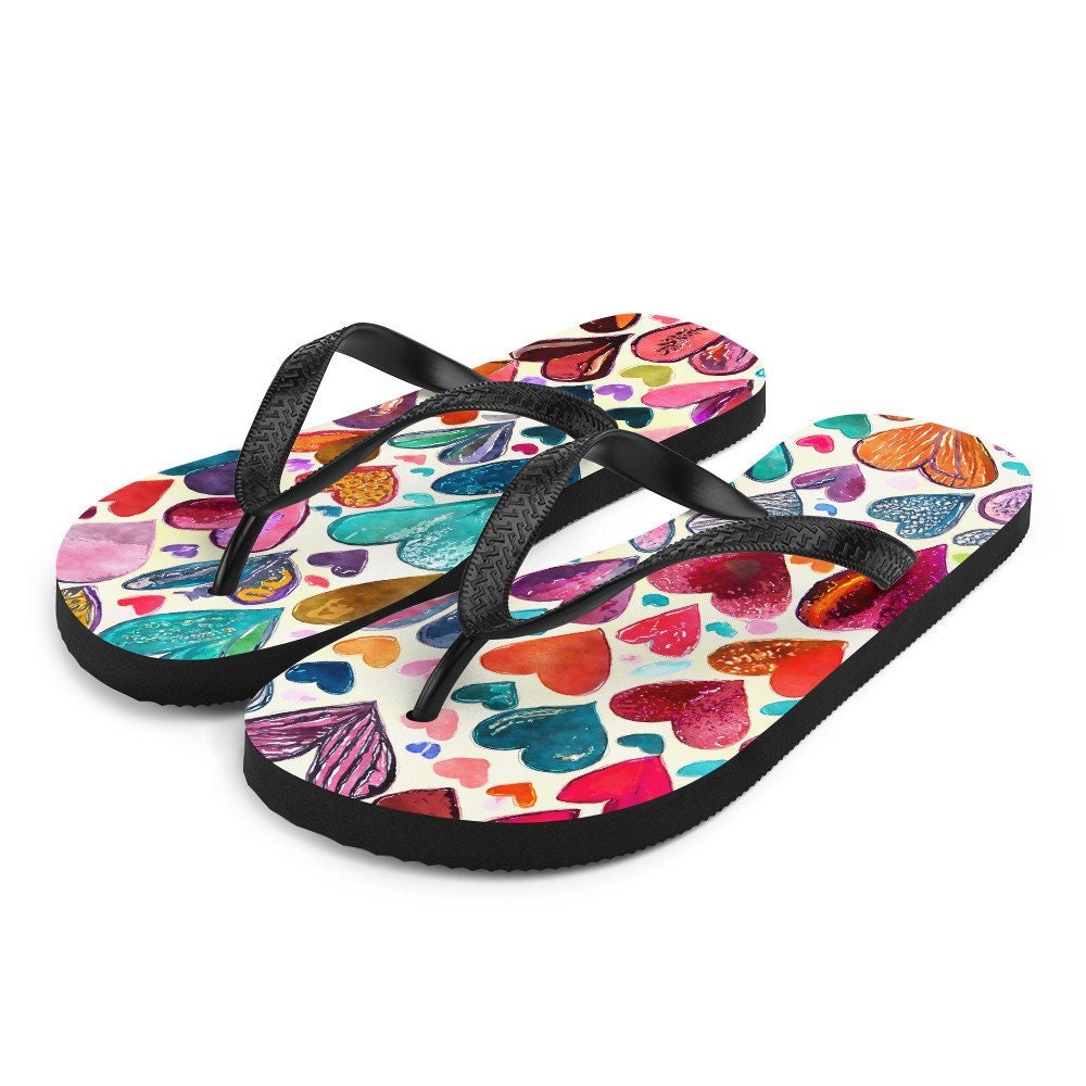 hippieartzone - Hearts Flip-Flops
