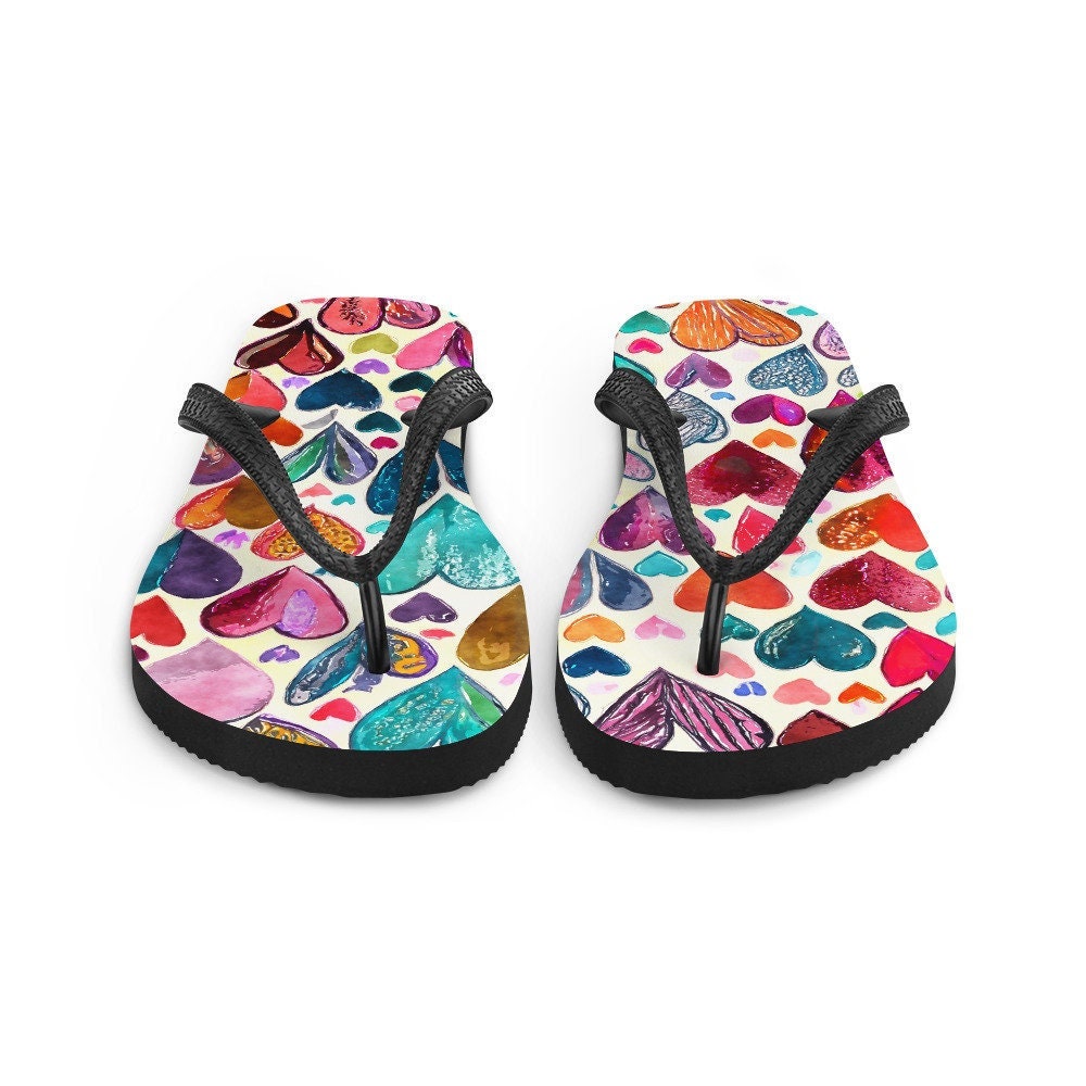 hippieartzone - Hearts Flip-Flops