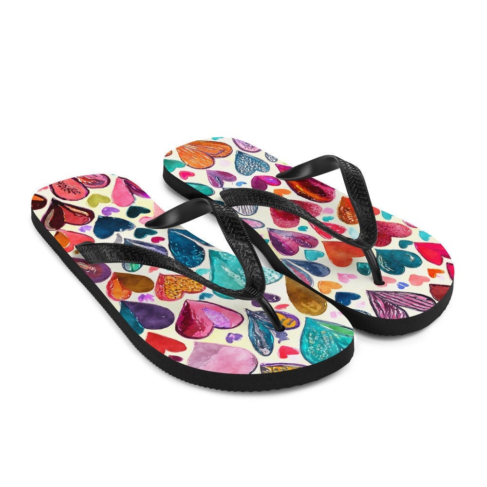 hippieartzone - Hearts Flip-Flops