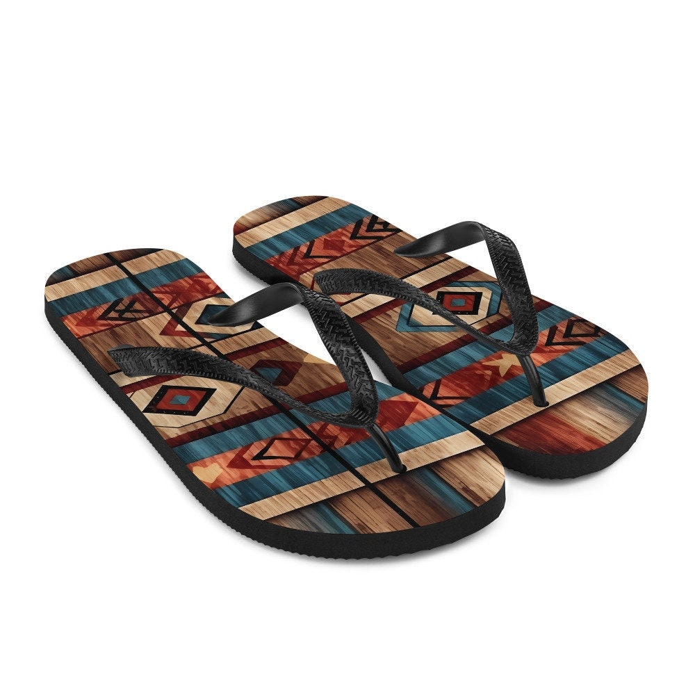 hippieartzone - Aztec Western Flip-Flops