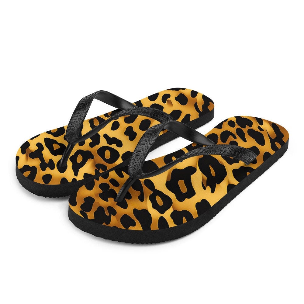 hippieartzone - Leopard Print Flip-Flops