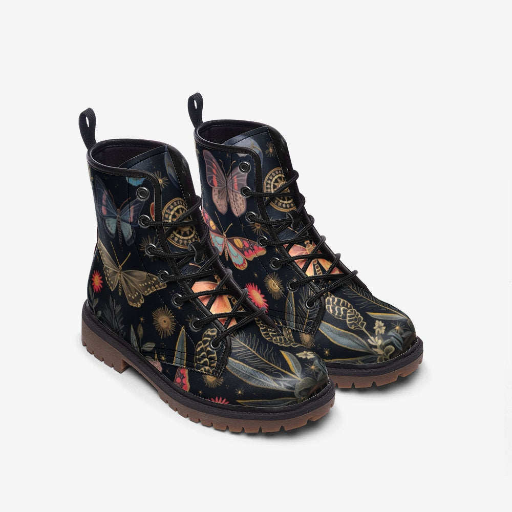 Hippie Art Zone - Dark Butterflies Boots, Fairy Grunge Boots