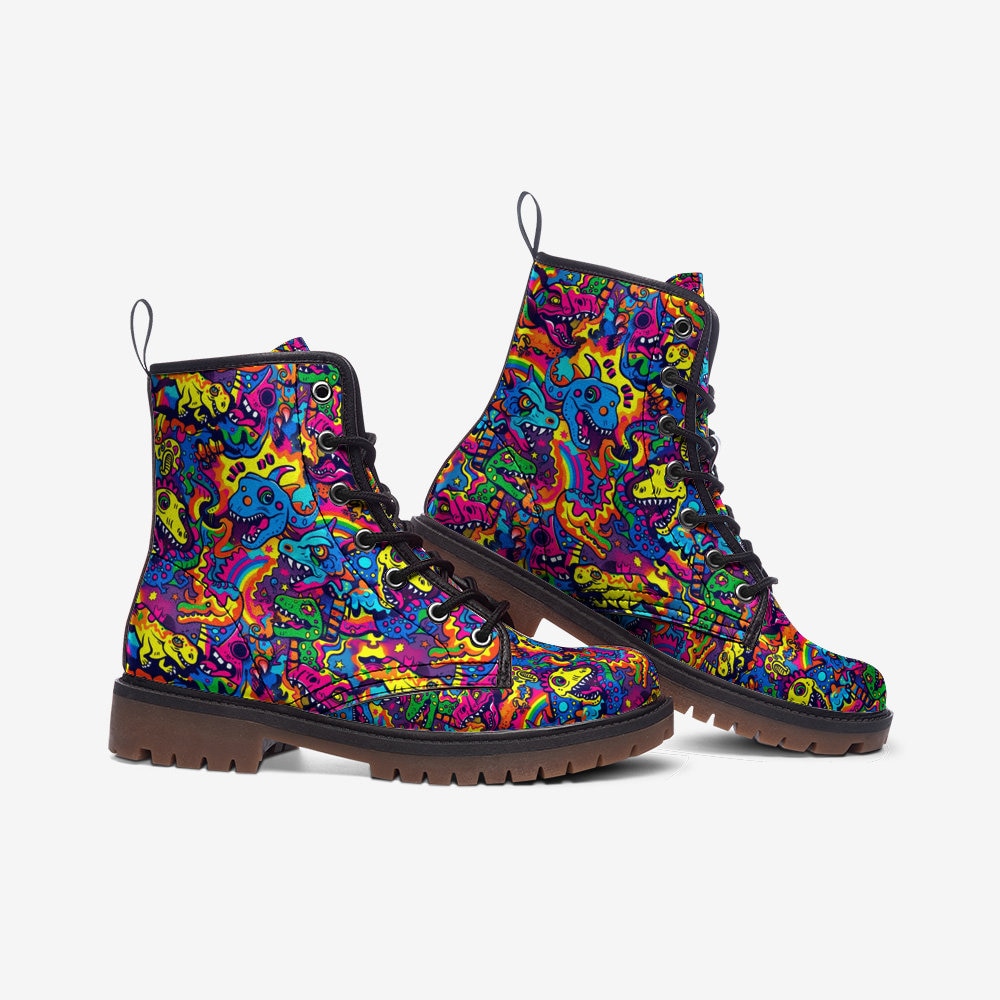 Hippie Art Zone - Scary Pop Dino Vegan Leather Boots