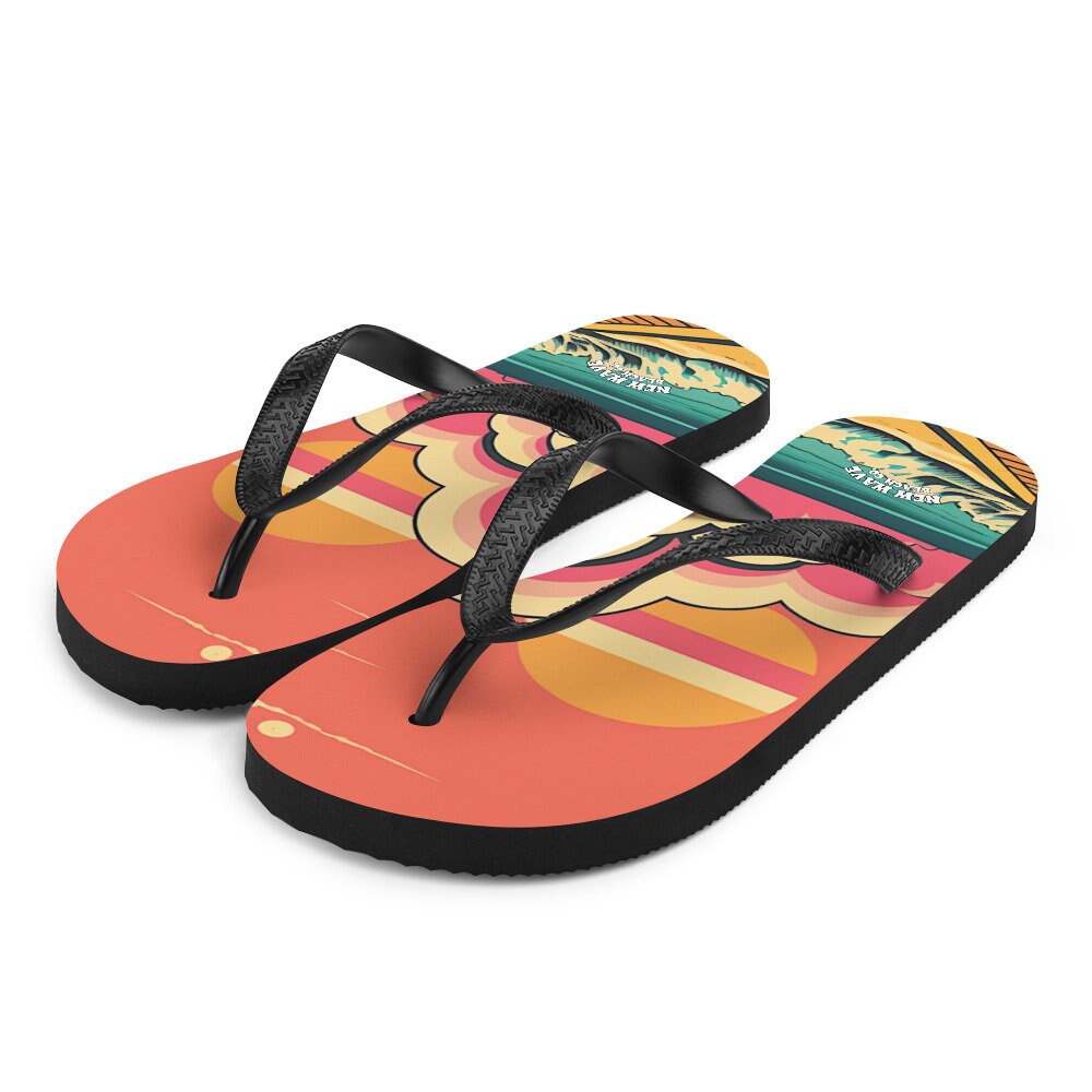 hippieartzone - Retro Pink Cartoon Sunshine Beach Flip Flops Colorful 