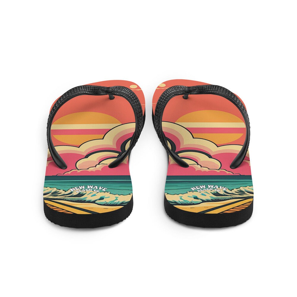 hippieartzone - Retro Pink Cartoon Sunshine Beach Flip Flops Colorful 