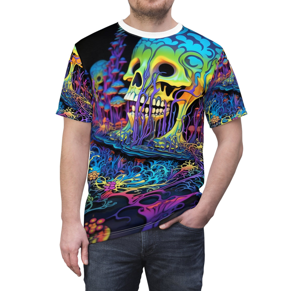 hippieartzone T-Shirt Aurelia VanBraunschweig - Psychedelic Camouflage Tee - Blacklight Reactive Apparel