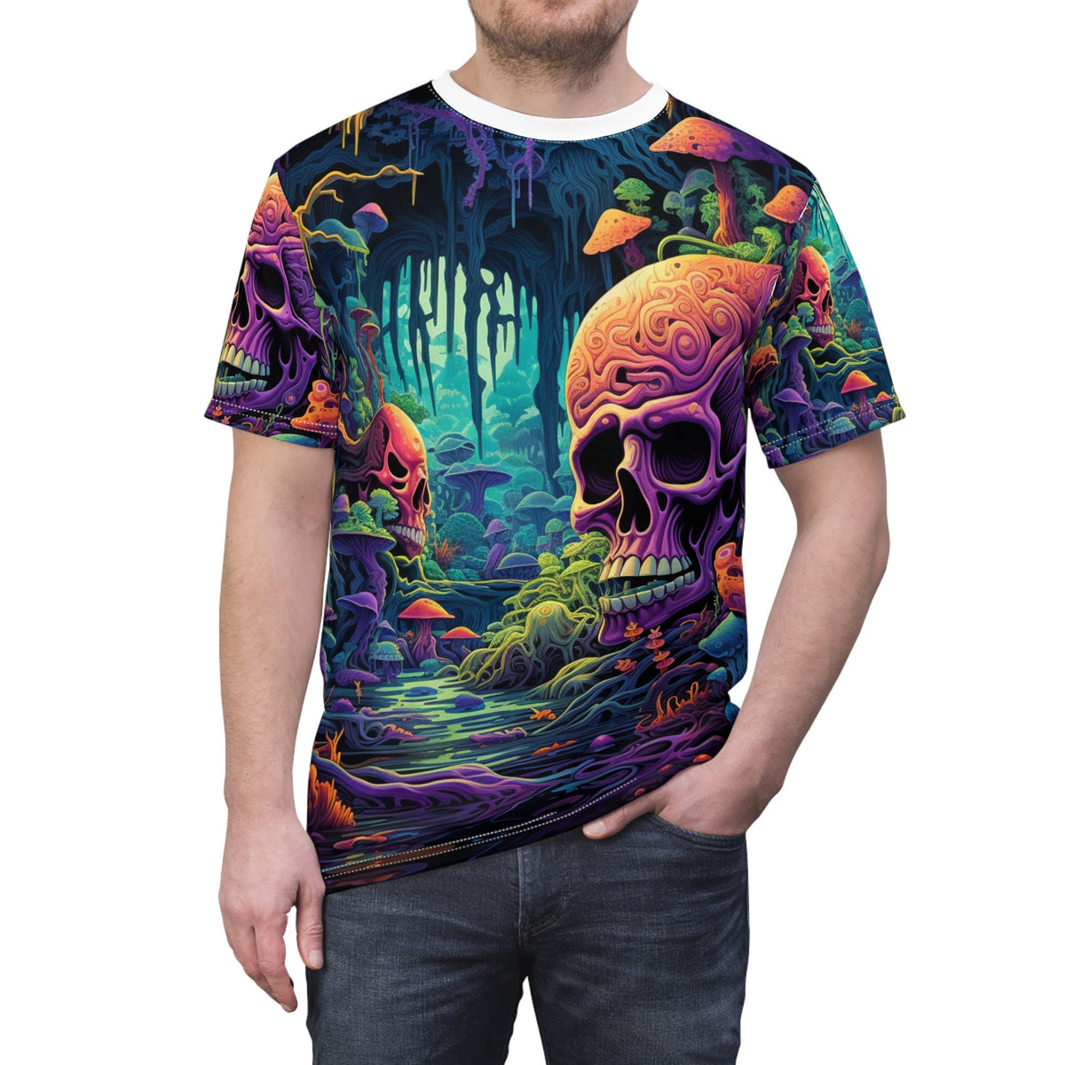 hippieartzone T-Shirt Isabella Crestini - Psychedelic Camouflage Tee - Blacklight Reactive Apparel