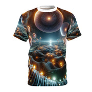 hippieartzone - Luminous Ethereal Orb Cyberpunk T-Shirt: Surreal Universe Symmetry, Photorealistic 3D Render, Intricate Detail