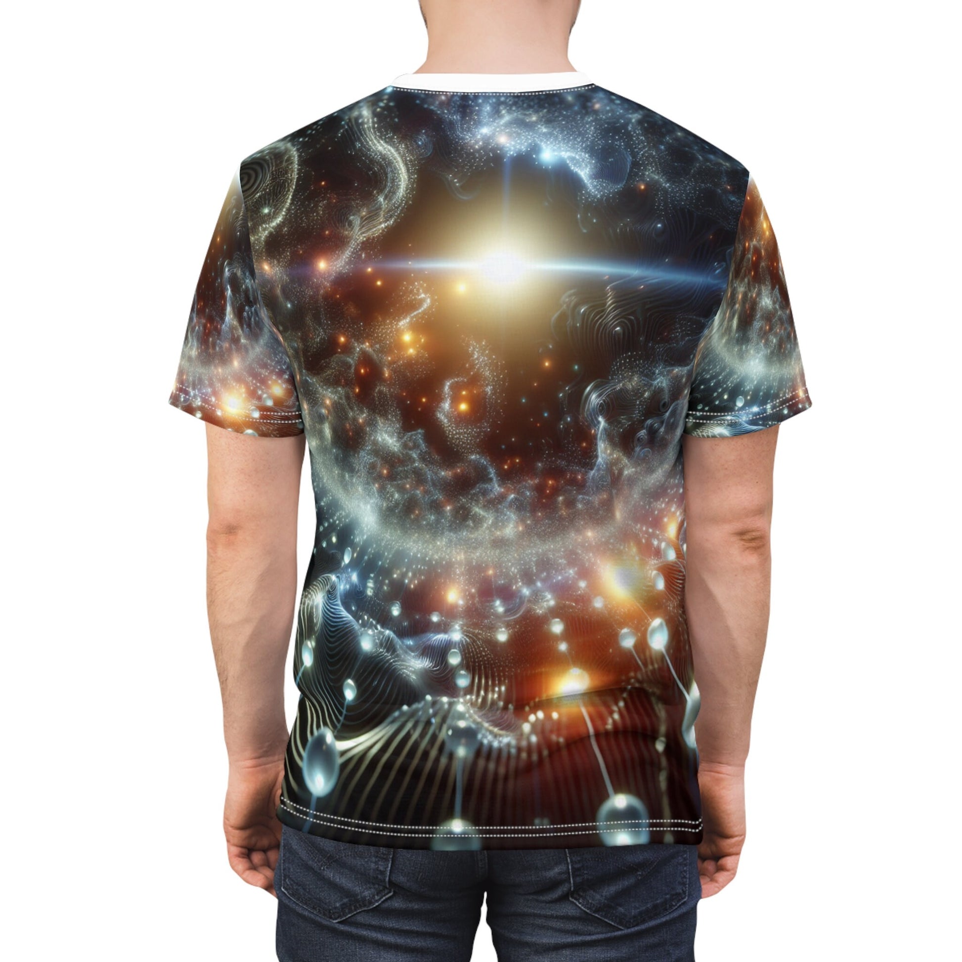hippieartzone - BioGlow Symmetry: Cyberpunk Bioluminescent Orb T-shirt - Ethereal Universe Design - High-Resolution Photorealistic
