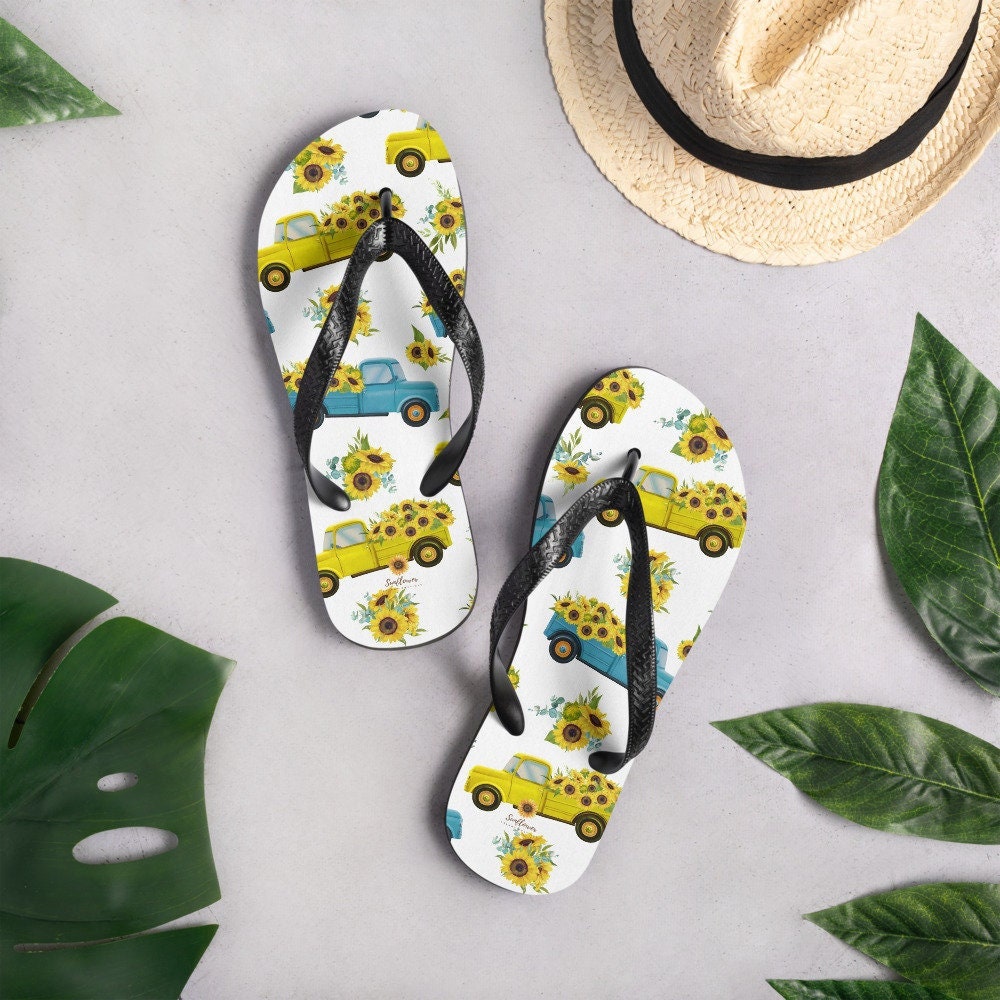 hippieartzone - Sunflower Pick-up Truck Flip-Flops