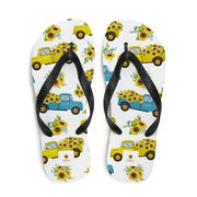 hippieartzone - Vintage Truck with Sunflowers Flip-Flops