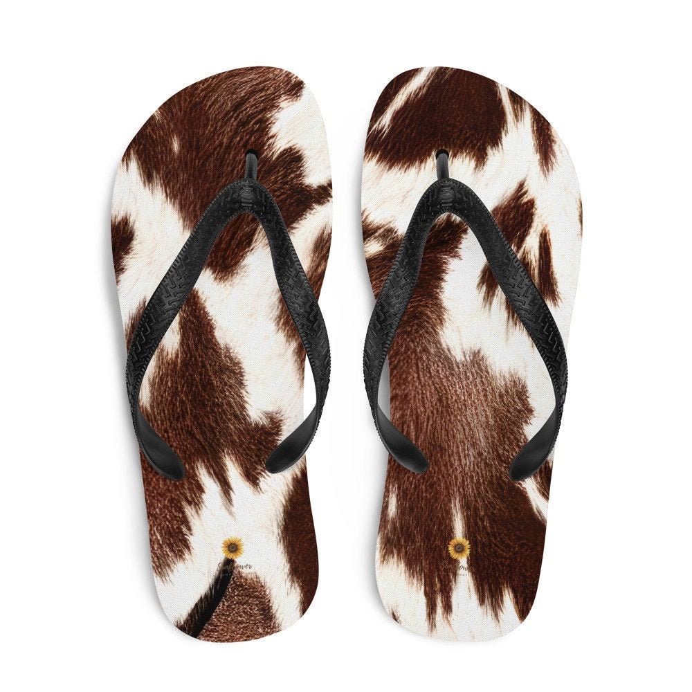 hippieartzone - Cowhide Print Flip-Flops