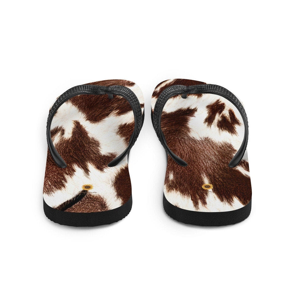 hippieartzone - Cowhide Print Flip-Flops