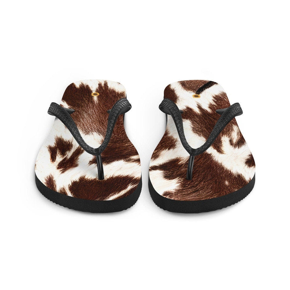 hippieartzone - Cowhide Print Flip-Flops