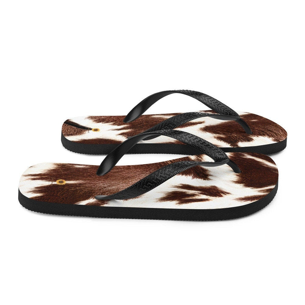 hippieartzone - Cowhide Print Flip-Flops