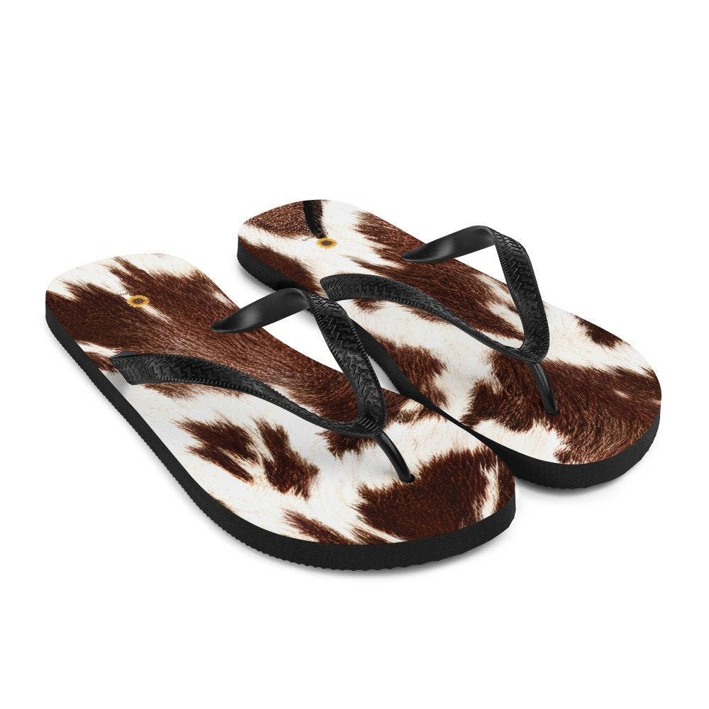 hippieartzone - Cowhide Print Flip-Flops
