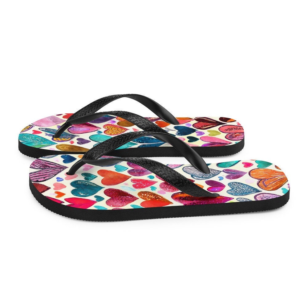 hippieartzone - Hearts Flip-Flops