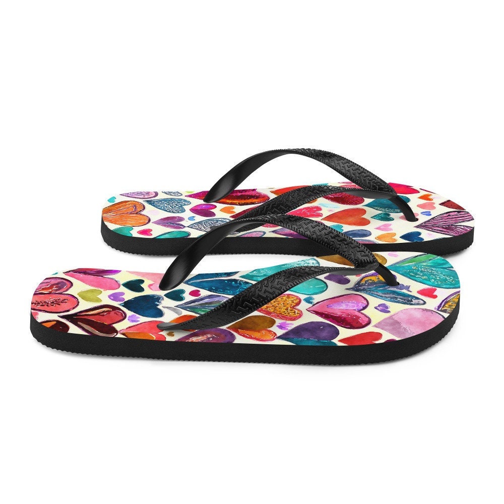 hippieartzone - Hearts Flip-Flops