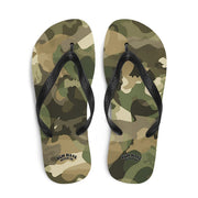 hippieartzone - Green and Brown Camo Camouflage Print Flip Flops Colorful 
