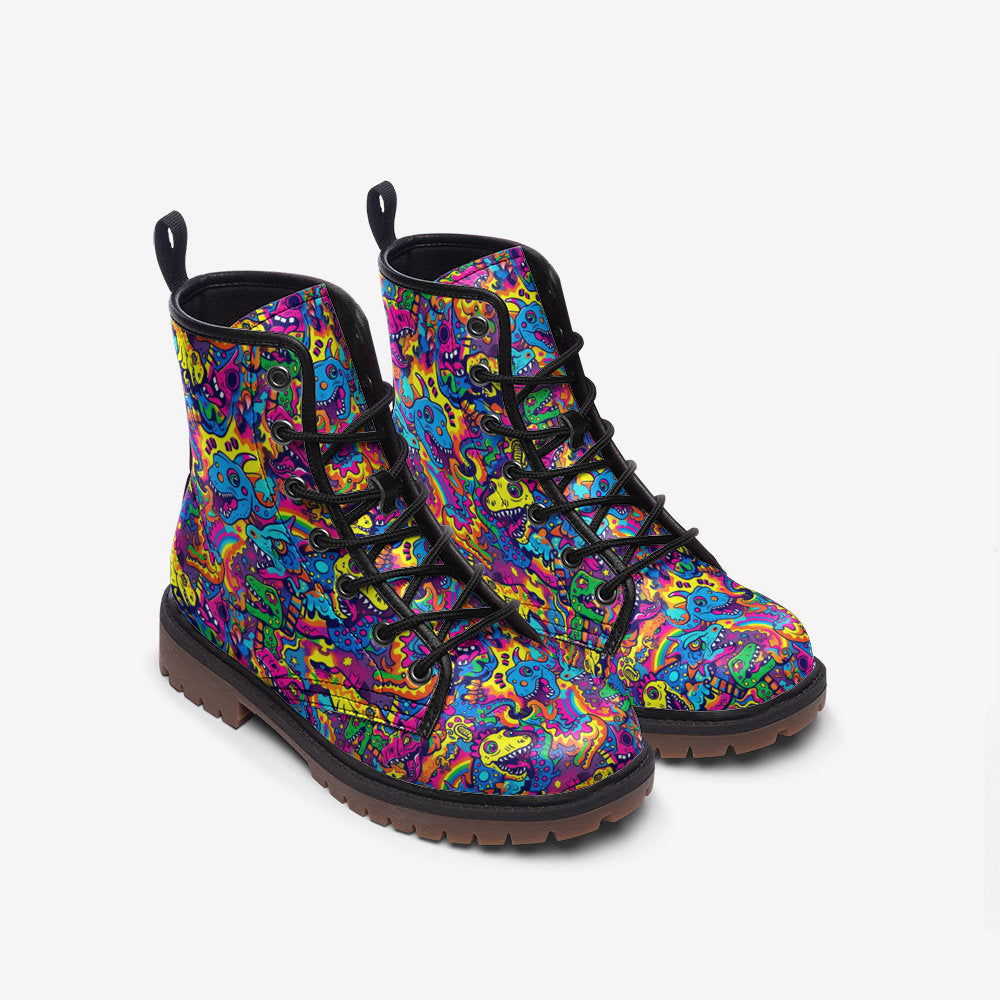 Hippie Art Zone - Scary Pop Dino Vegan Leather Boots