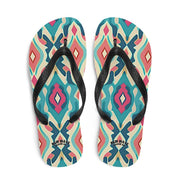 hippieartzone - Retro Ikat Pink Blue Flip Flops Colorful 