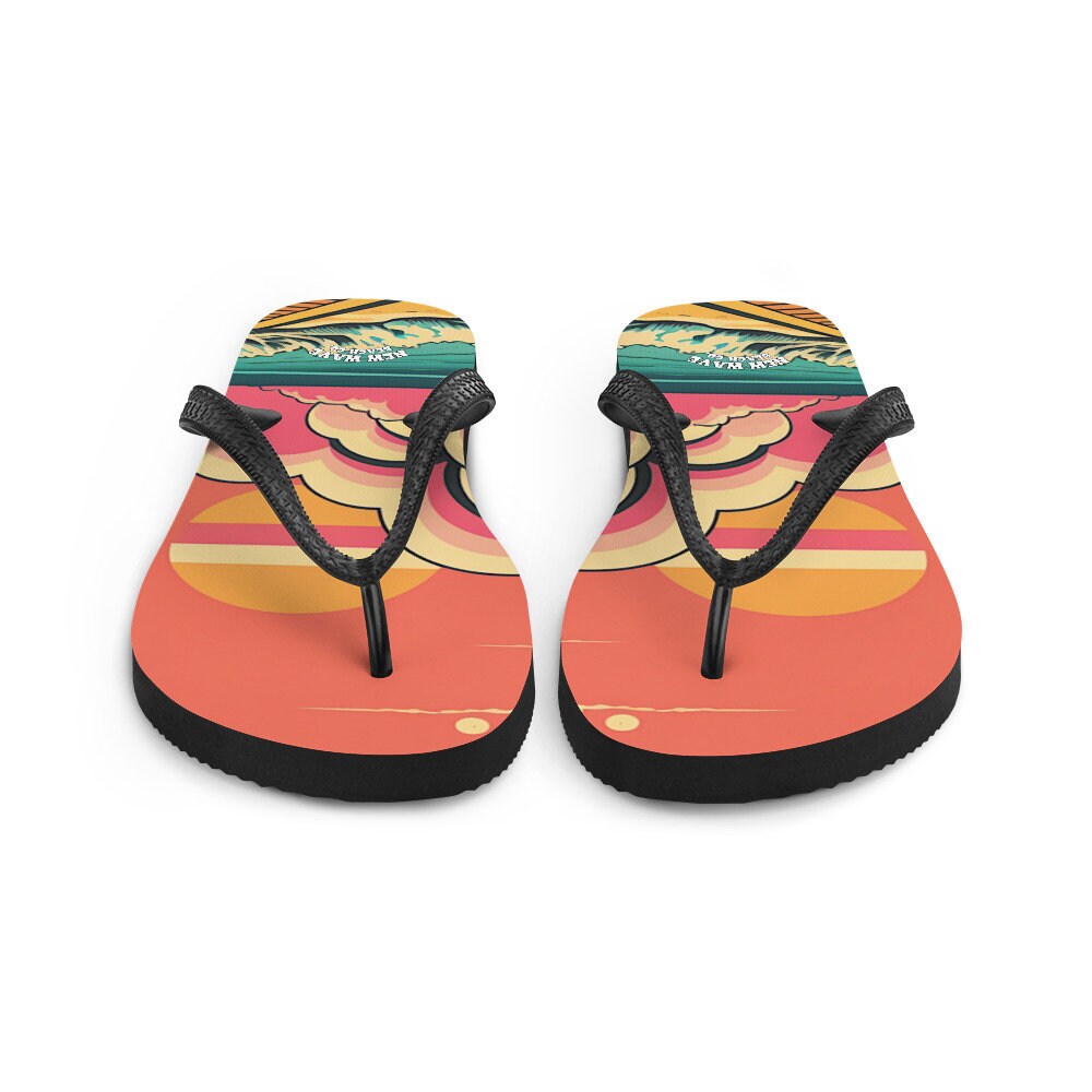 hippieartzone - Retro Pink Cartoon Sunshine Beach Flip Flops Colorful 