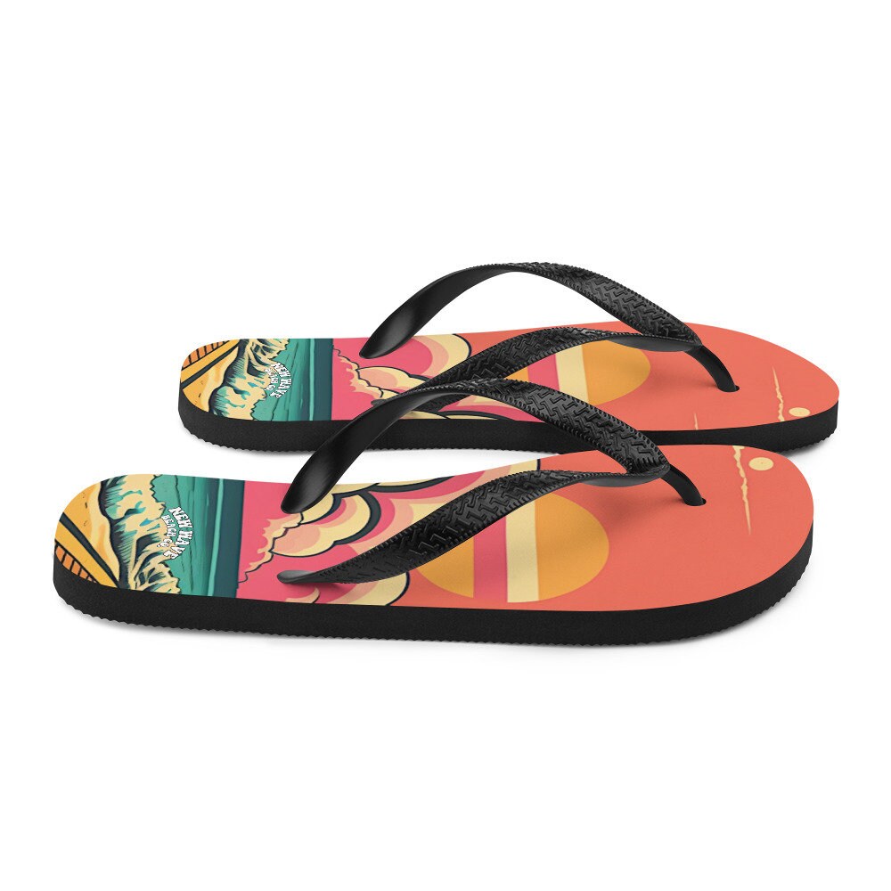 hippieartzone - Retro Pink Cartoon Sunshine Beach Flip Flops Colorful 