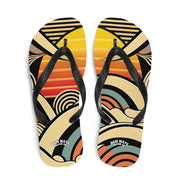 hippieartzone - Abstract Retro Cartoon Sunset Beach Flip Flops Colorful 
