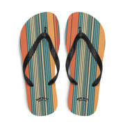 hippieartzone - Mikey P’s Orange Blue Retro Striped Flip Flops Colorful 