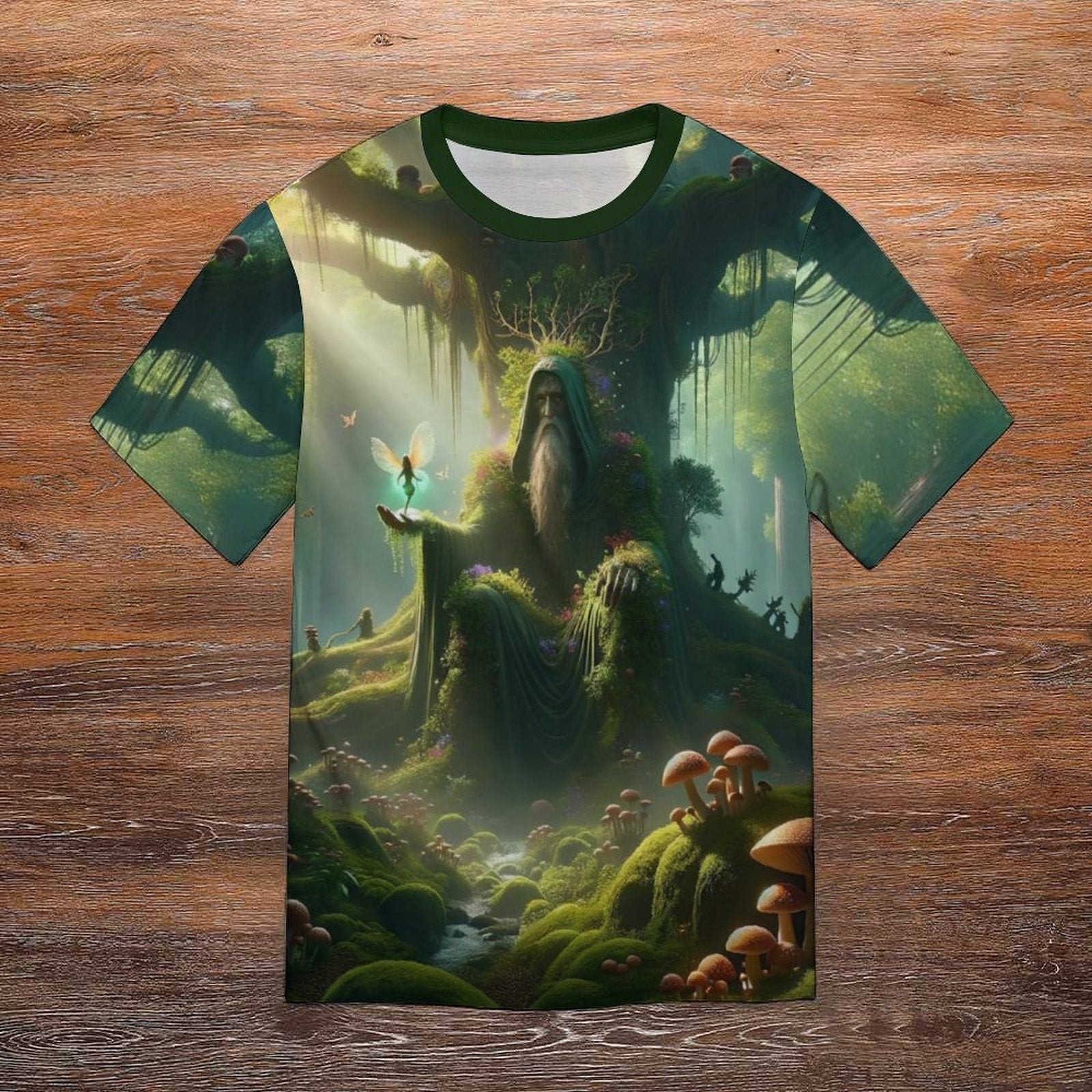 hippieartzone - Nature Spirit Holding Fairy T-Shirt, Faerie Magical Shirt, Men’s Fairy Forest Shirt Shirts Fairy Fantasy Shirts
