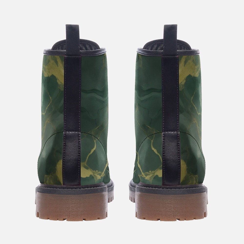 Hippie Art Zone - Gorgeous Green And Gold Marble Patterned Boots