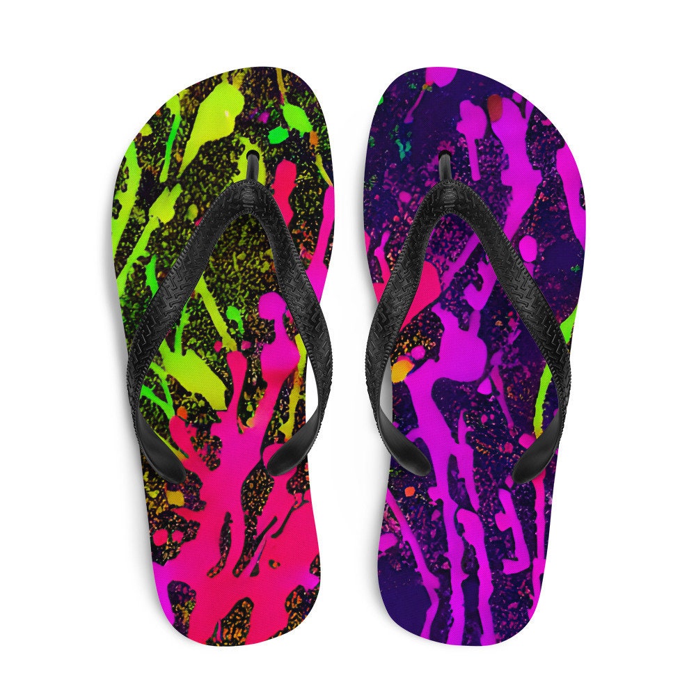 hippieartzone - Neon Ice Flip-Flops