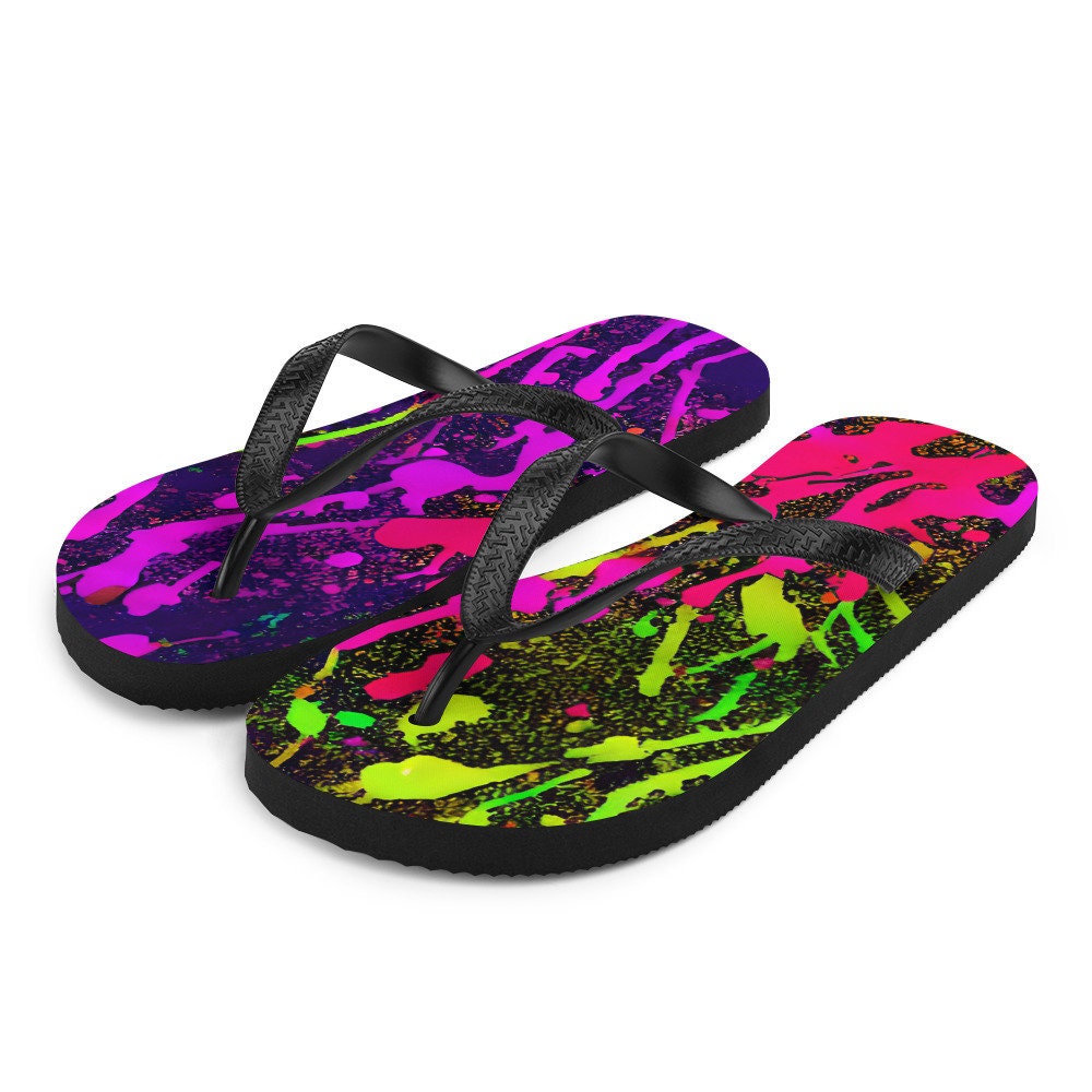 hippieartzone - Neon Ice Flip-Flops