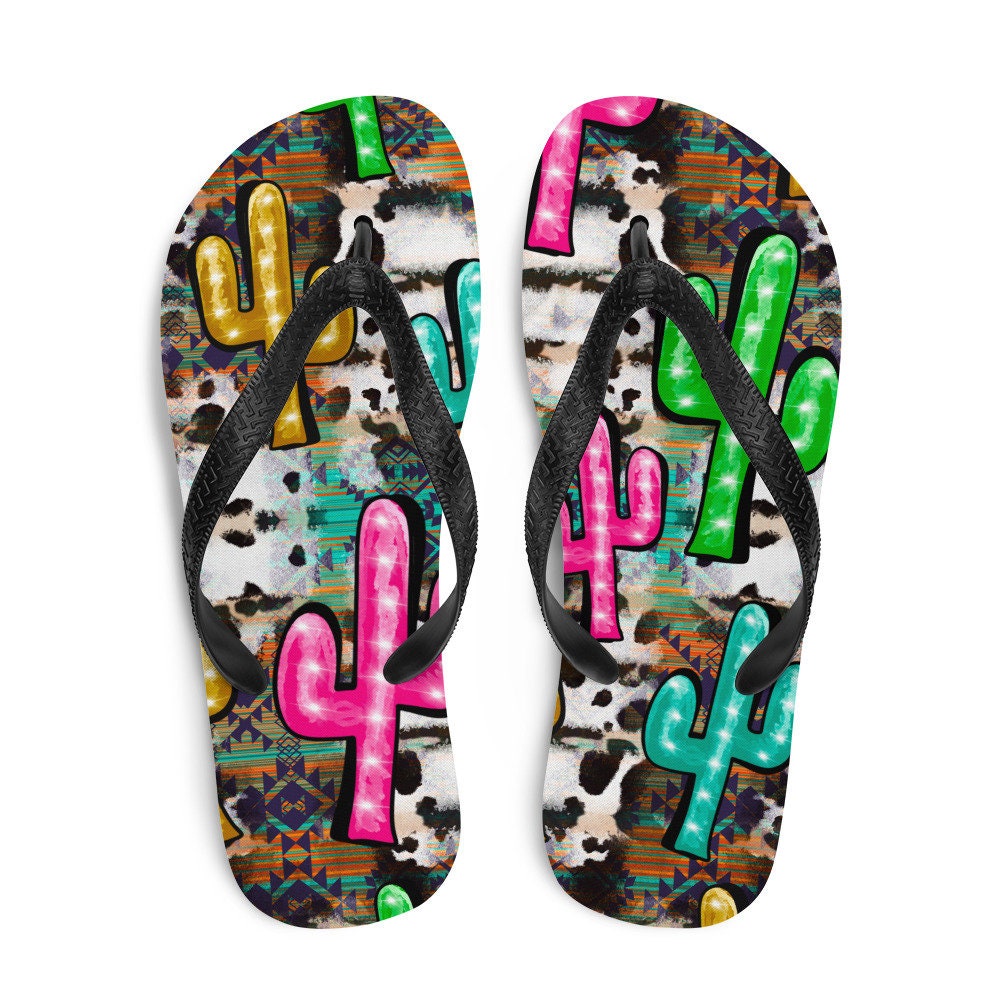 hippieartzone - Neon light Cactus Flip-Flops