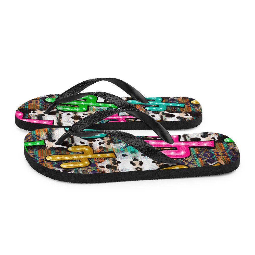 hippieartzone - Neon light Cactus Flip-Flops