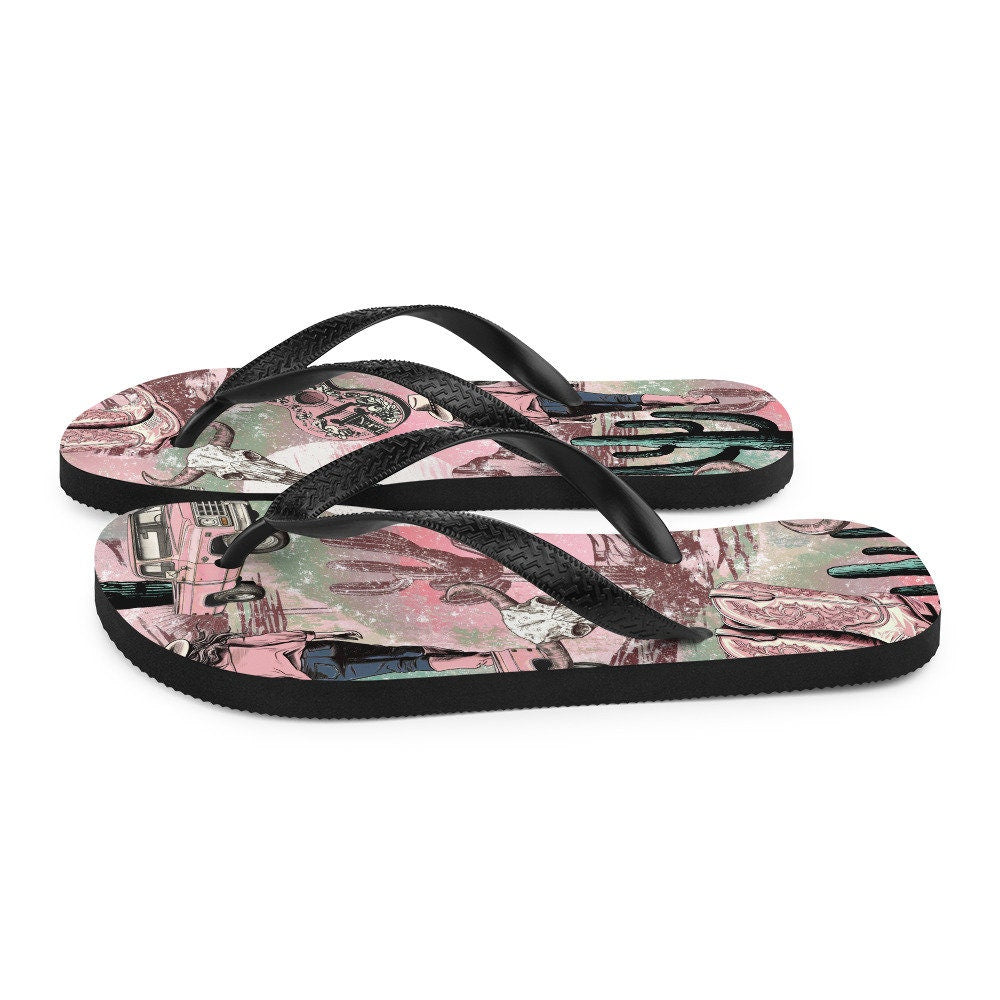 hippieartzone - Pink western Flip-Flops