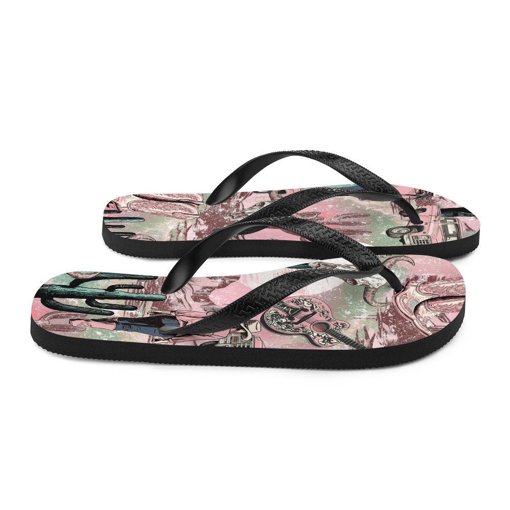 hippieartzone - Pink western Flip-Flops