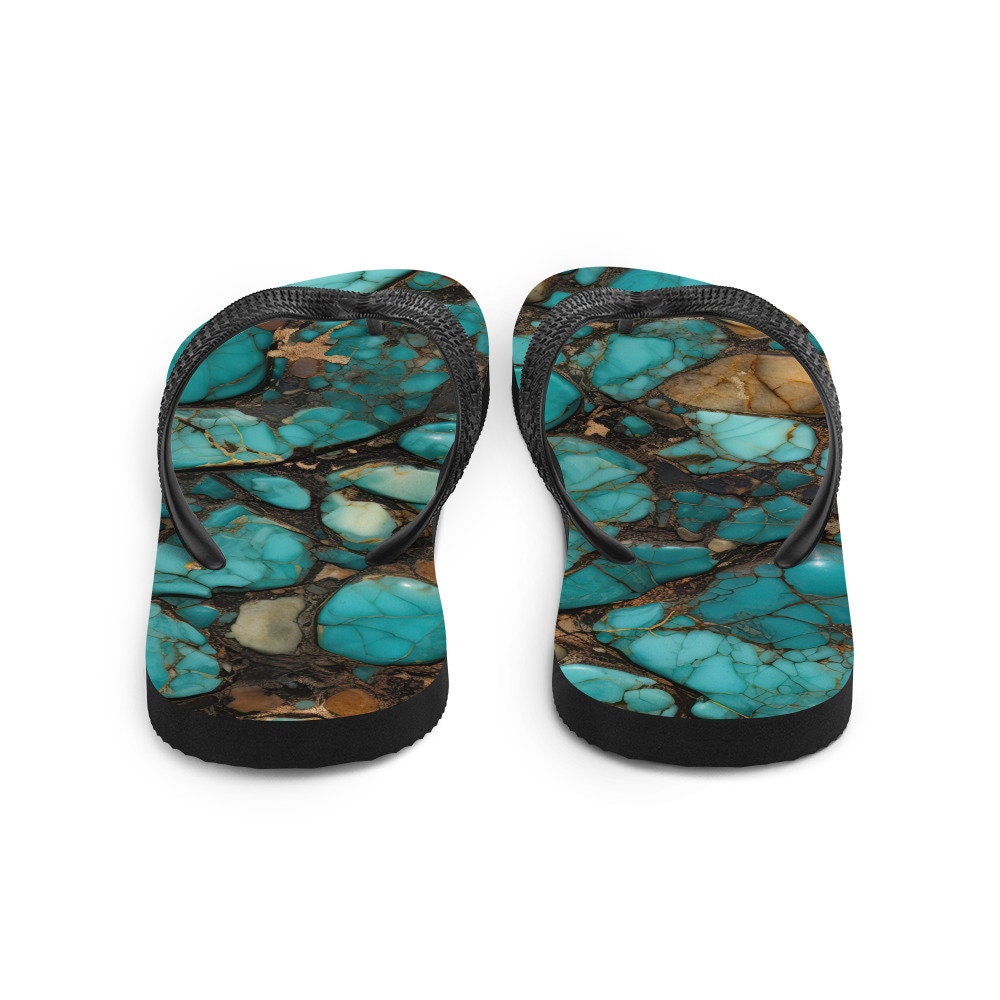 hippieartzone - Turquoise Stoned Flip-Flops