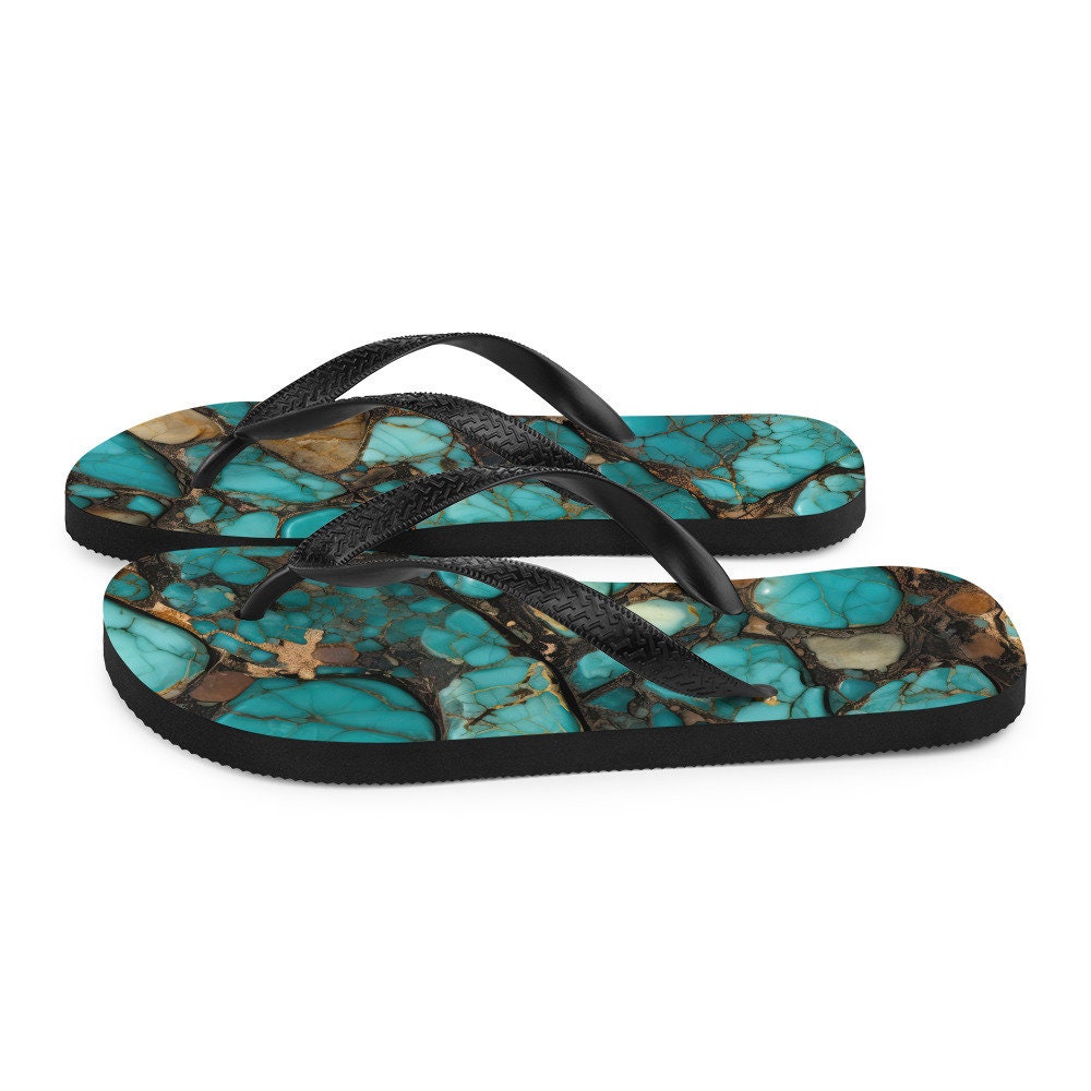 hippieartzone - Turquoise Stoned Flip-Flops
