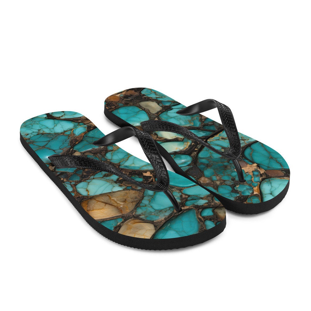 hippieartzone - Turquoise Stoned Flip-Flops