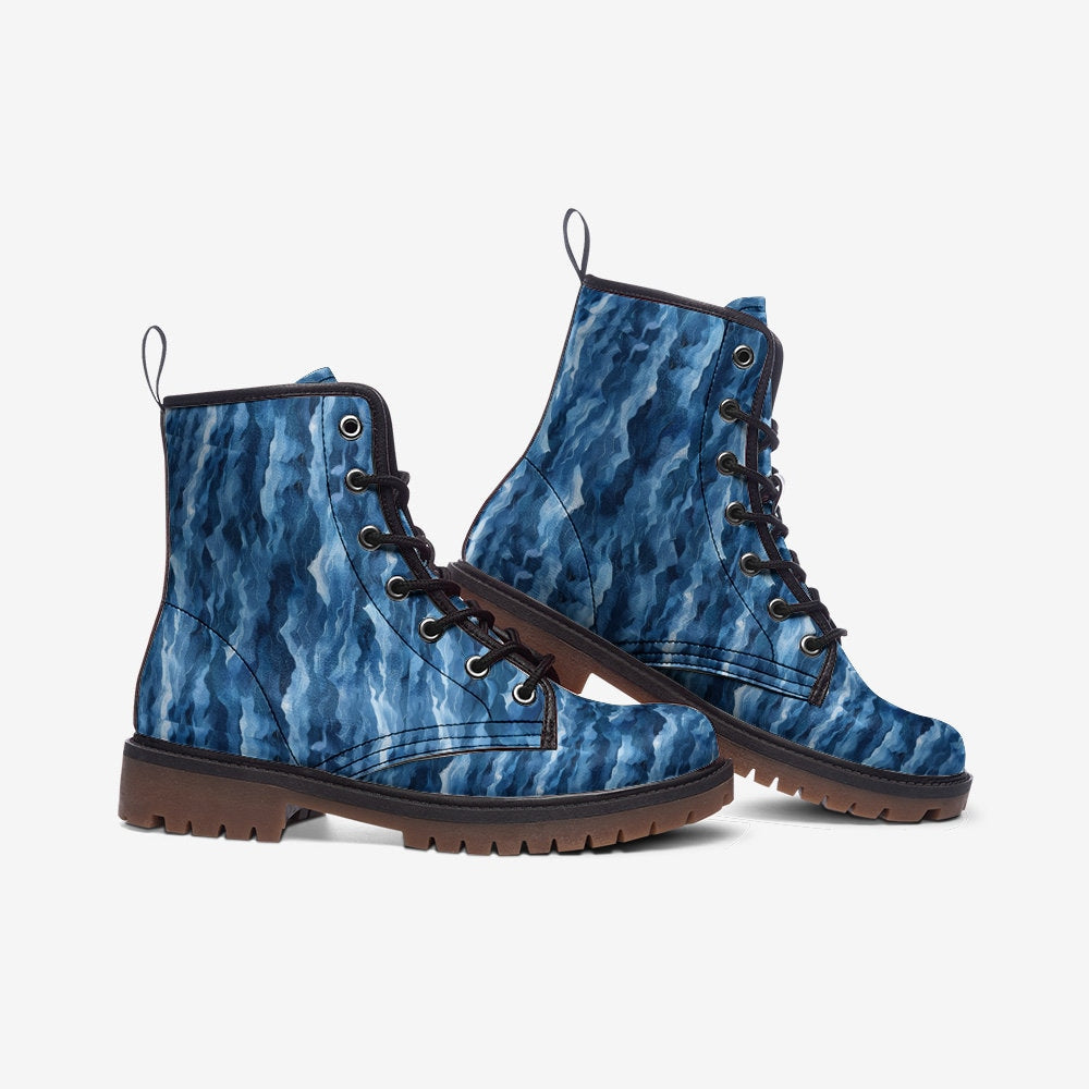 Hippie Art Zone - Blue Waves Vegan Leather Boots