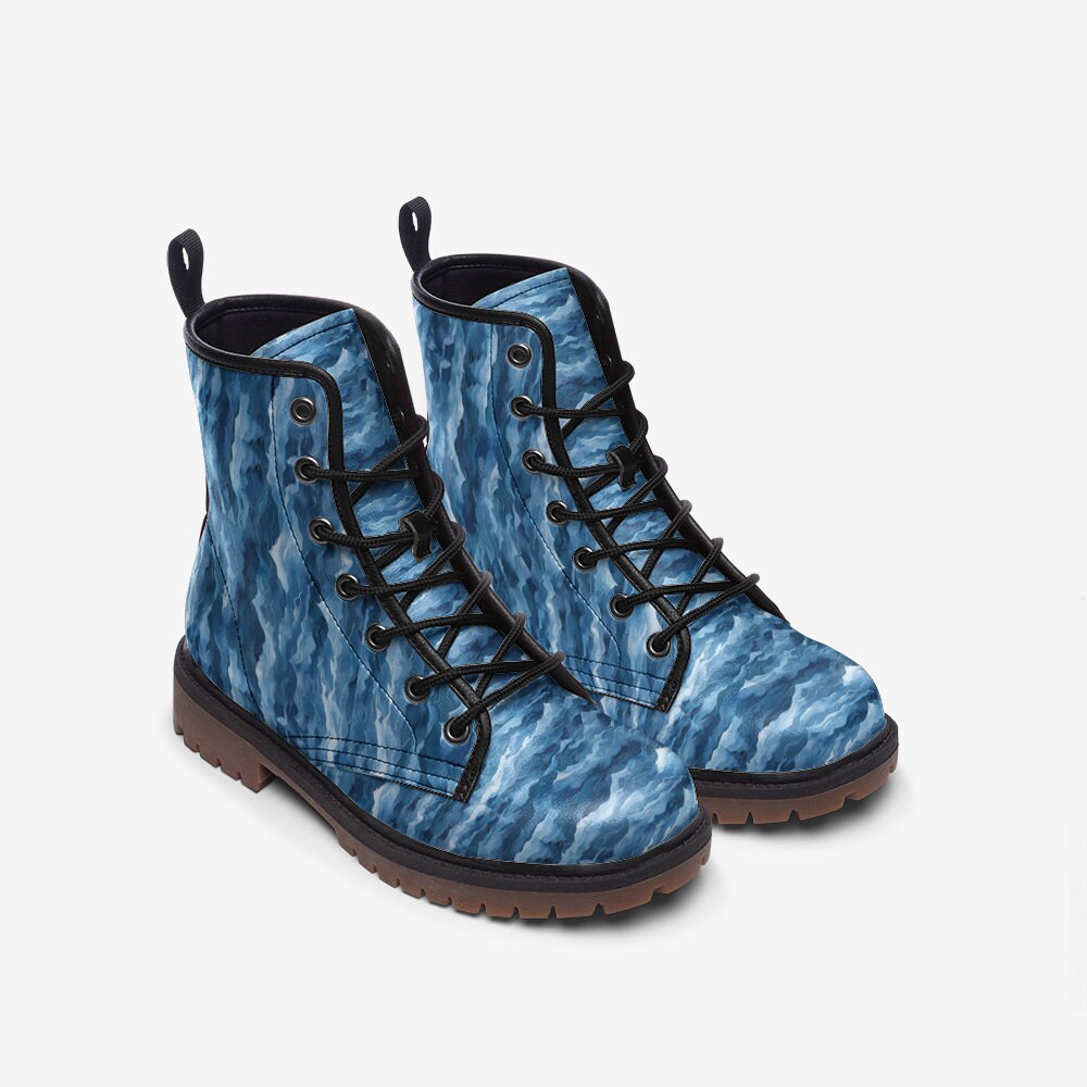 Hippie Art Zone - Blue Waves Vegan Leather Boots