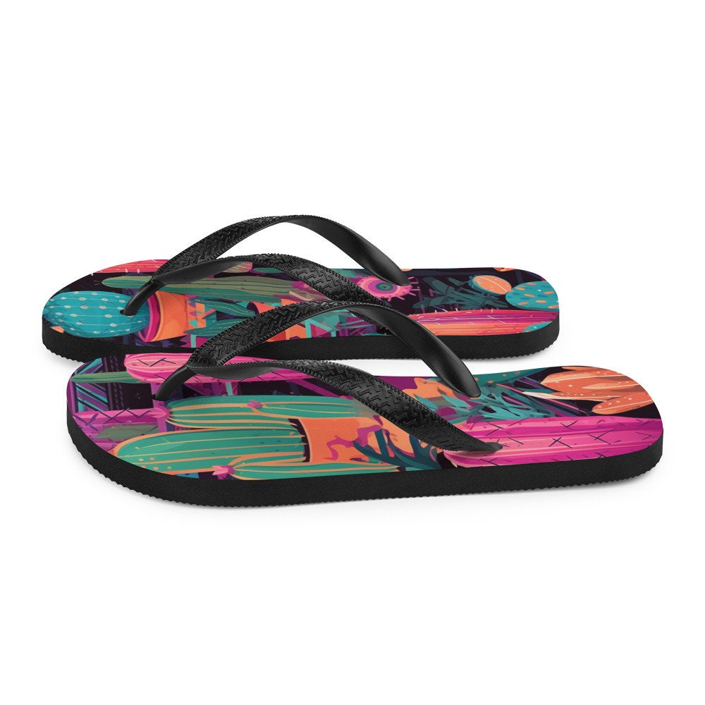 hippieartzone - Western Cactus Flip-Flops